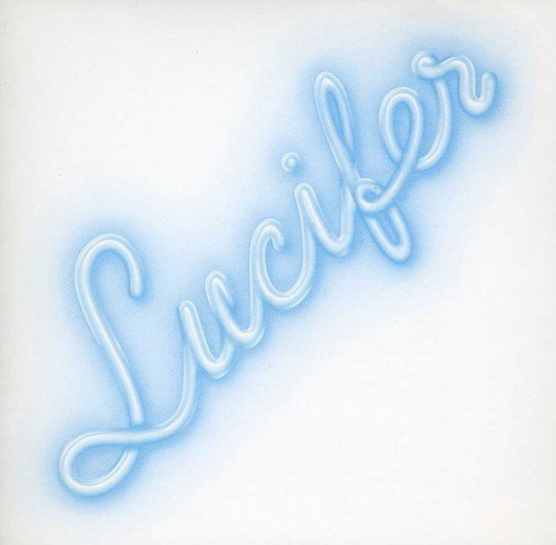 CD cover with the word "Lucifer" in glowing blue neon script.
