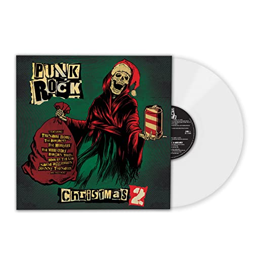 Punk Rock Christmas 2 vinyl record with skeletal Santa Claus cover art.