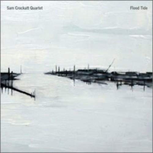 "CD cover art featuring a grey-toned, abstract depiction of a docked boat scene."