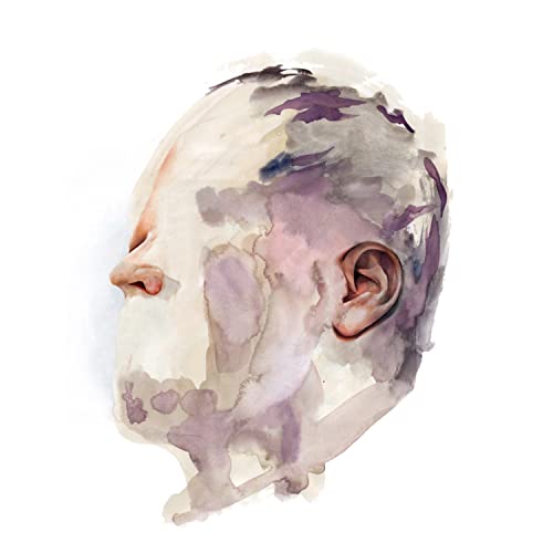 Watercolor portrait of a person’s head and neck, side view.