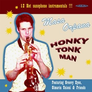 "CD cover with a man playing saxophone, surrounded by yellow stars on beige background."