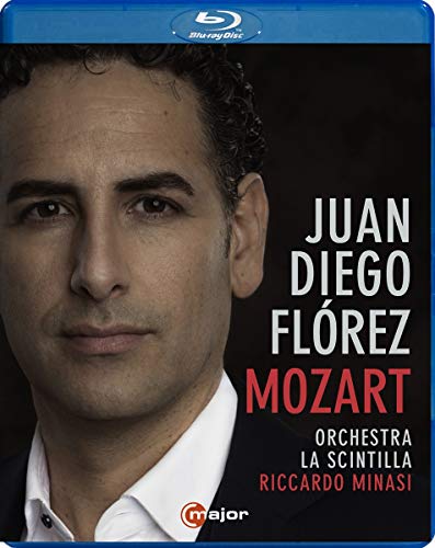 "Blu-ray case with a man's portrait and text 'Juan Diego Florez Mozart' on black background."