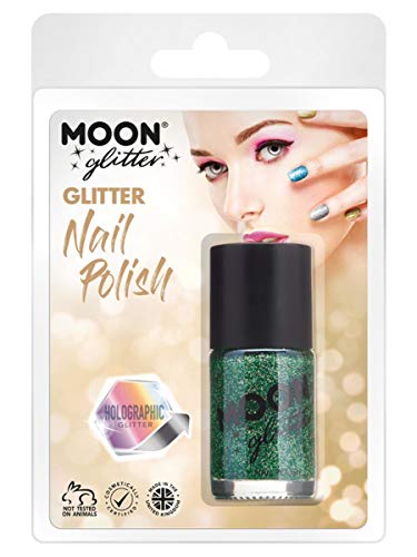 Smiffys Moon Glitter Holographic Nail Polish, Green