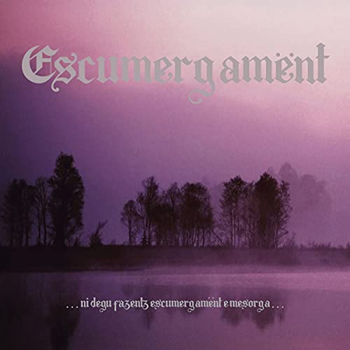 Vinyl album cover with silhouetted trees against a purple, misty landscape.
