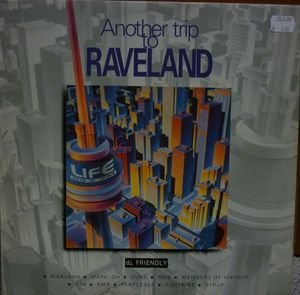 Compact disc cover with cityscape and "Another trip to RAVELAND" in blue text.