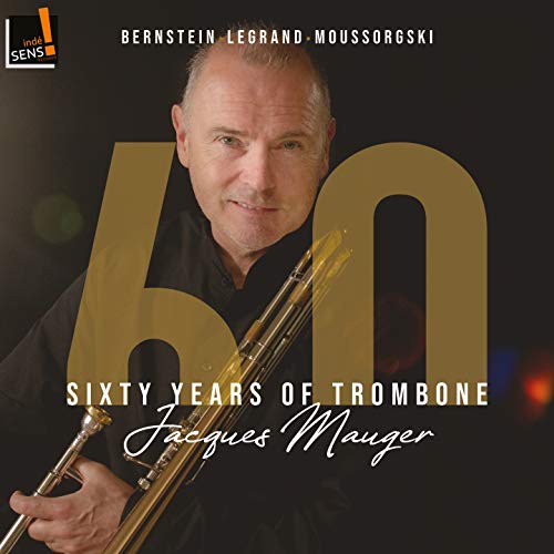 Jacques Mauger CD cover featuring a trombonist and large golden number 60.