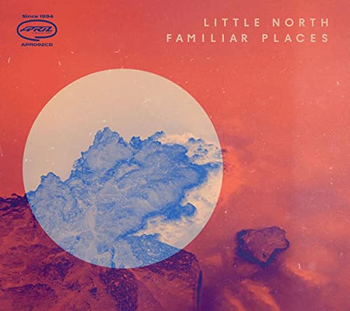 CD cover for Little North’s “Familiar Places” featuring mountains and a red sky.