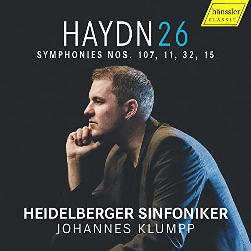 CD cover for Haydn symphonies, featuring a portrait of Johannes Klumpp.