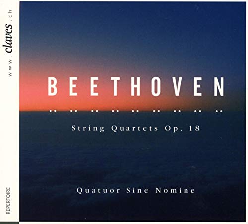 "CD cover with 'Beethoven' in white on a sunset background."