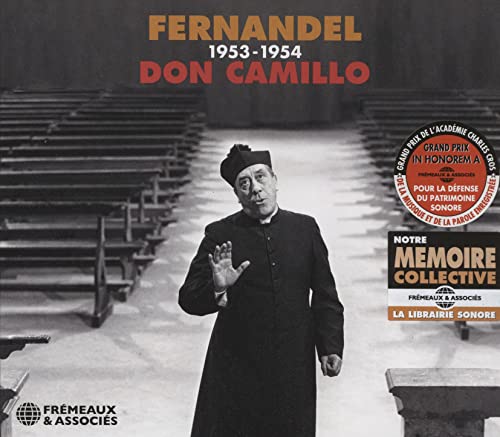 CD cover featuring Fernandandel as Don Camillo in a church setting.