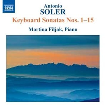 "CD cover with mountain landscape and text: Antonio Soler, Martina Filjak, Piano."