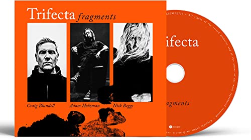 Orange album cover and CD featuring black and white portraits of three musicians.