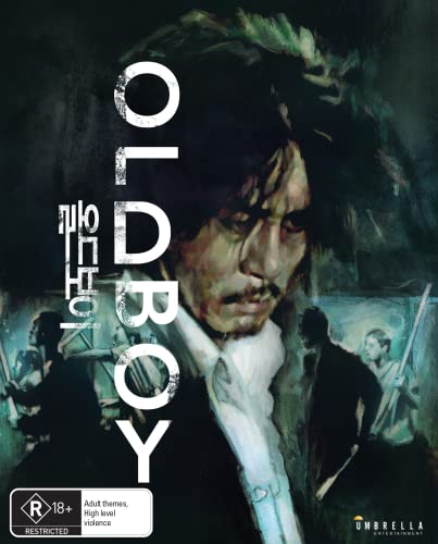 Oldboy Blu-ray cover featuring a close-up of a man's distressed face.