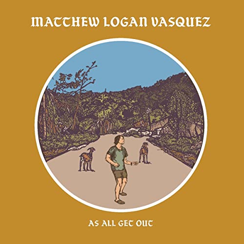 CD cover: landscape illustration with a person and goats, gold background.