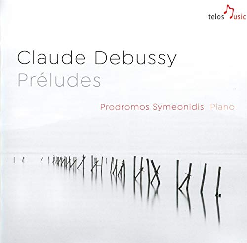 CD cover for Debussy’s Préludes, featuring weathered posts in water.