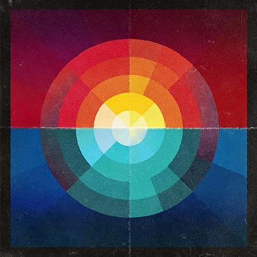 Colorful concentric circles on a square album cover.