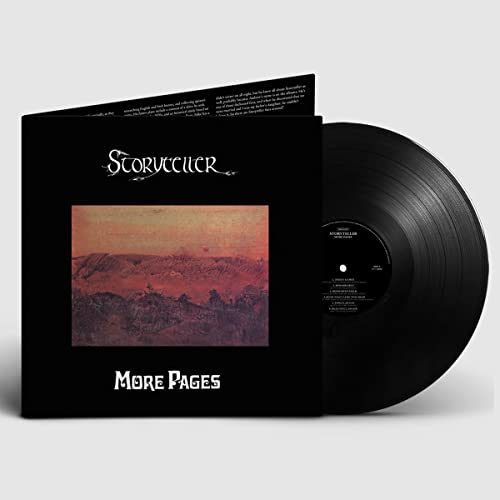 Vinyl record of “Storyteller - More Pages” with desert landscape cover art.