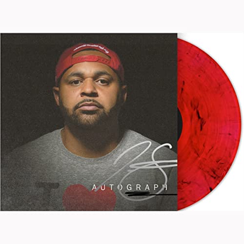 Vinyl record with red smoke effect, featuring portrait of Ortiz Joell.