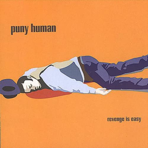 CD cover: illustrated man lying down on orange background.