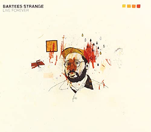 CD cover for Bartees Strangeās āLive Foreverā with sketched portrait.