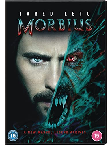 Morbius DVD cover featuring Jared Leto with a monstrous, vampiric transformation.