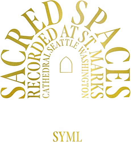 Gold text arranged in a circular design with a cathedral arch symbol.