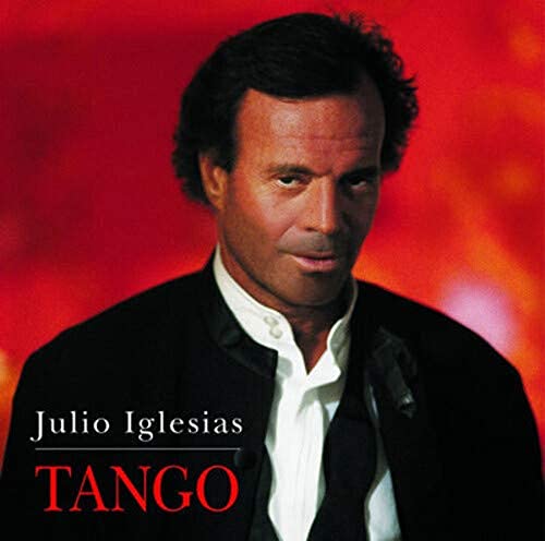 Julio Iglesias portrait for the "Tango" CD, red background.
