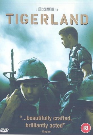DVD cover for "Tigerland" featuring soldiers in a war setting.