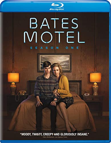 Bates Motel" Season One Blu-ray cover with Norman and Mother in a bedroom.