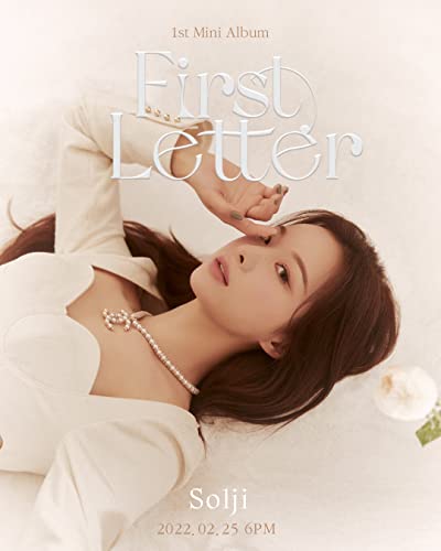 Solji album cover: woman in white lying down, text "First Letter".