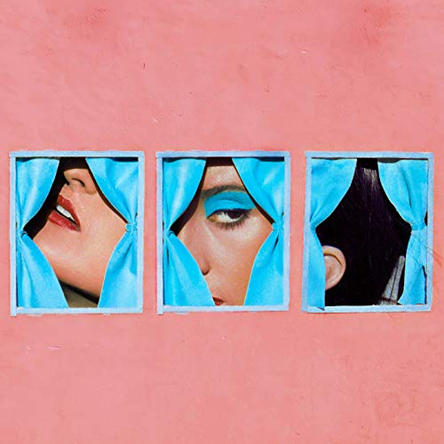 Album cover: three framed close-ups of a woman with blue fabric.