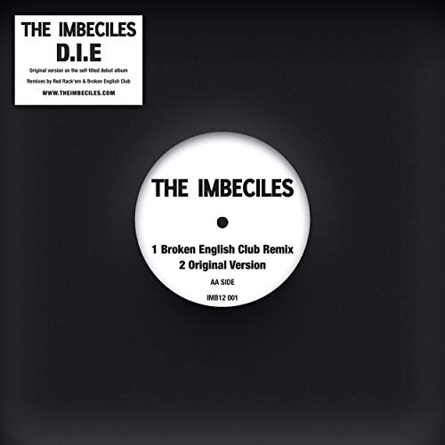 Black vinyl record label with white text: "The Imbeciles" and tracklist.