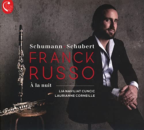 CD cover featuring Franck Russo, a clarinet, and text in red lettering.