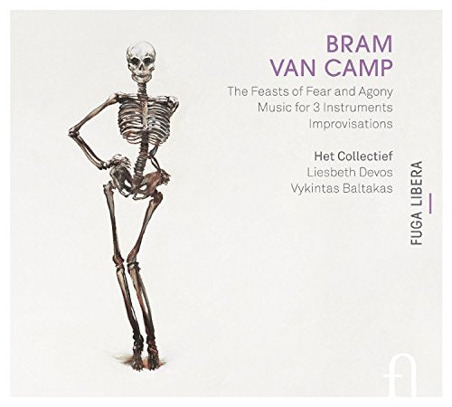 Skeleton standing with one hand on hip on a CD cover.