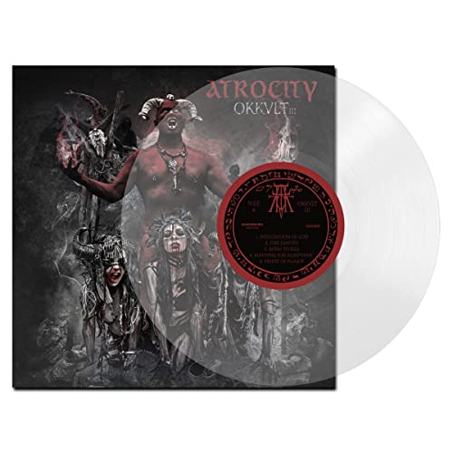 Atrocity "Okkult III" clear vinyl record with demonic cover art.