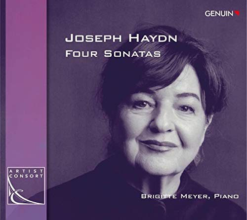 CD cover featuring pianist Brigitte Meyer and text "Joseph Haydn: Four Sonatas".