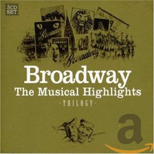 CD cover for “Broadway Trilogy,” featuring musical posters and faces.
