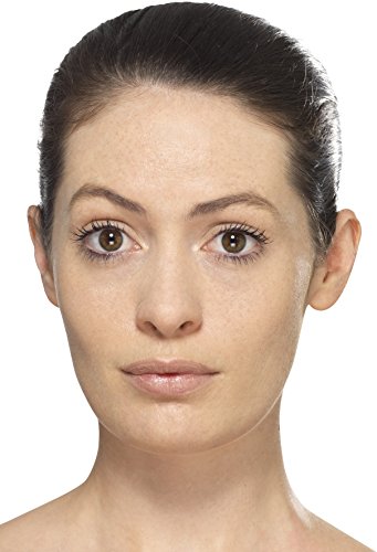 A woman with dark hair pulled back, brown eyes, and pale skin, against a white background.