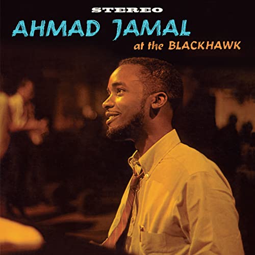 Album cover for Ahmad Jamal’s “At The Blackhawk” featuring a portrait.