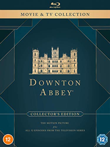 Blu-ray cover for Downton Abbey, featuring the manor house and title.