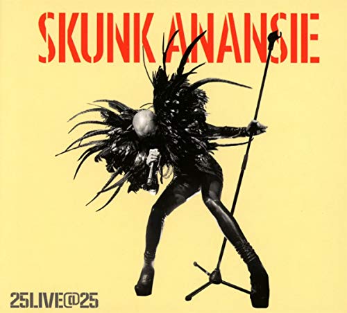 A bald singer in black attire, holding a microphone, on a yellow album cover.