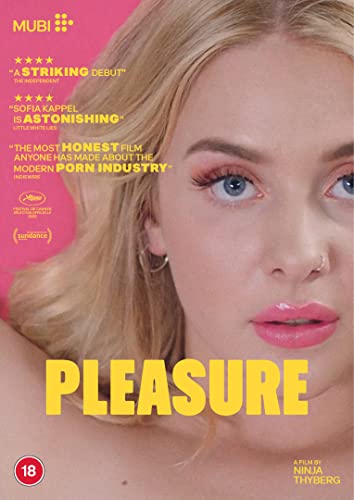 DVD cover for "Pleasure" featuring a close-up of a woman’s face.