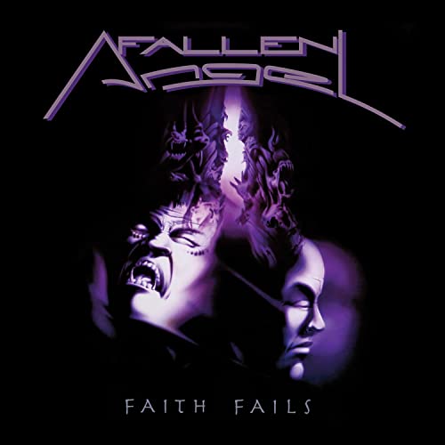 CD cover for “Fallen Angel - Faith Fails” featuring distorted faces in purple.