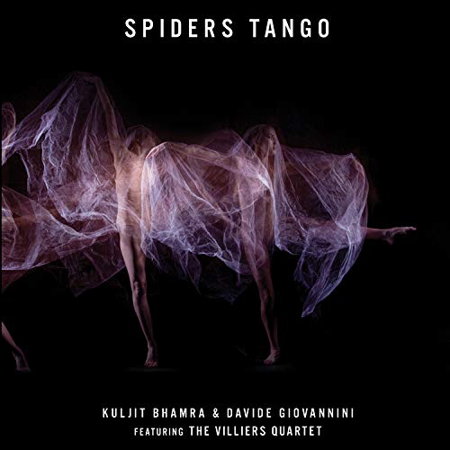 "Album cover with a dancer shrouded in translucent fabric against a black background."