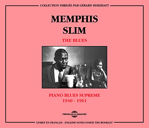 Memphis Slim album cover: black and white photo of a pianist at a bar.