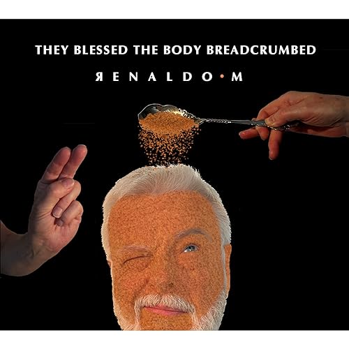 CD cover: elderly man with breadcrumbs falling on his head.