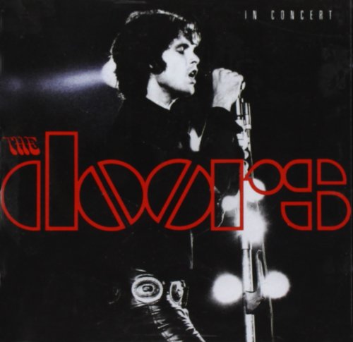 "Album cover featuring black-and-white photo of Jim Morrison singing into a microphone."