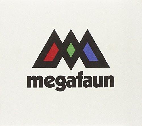 "Album cover with 'megafaun' text and stylized 'M' logo featuring red, green, and blue shapes."