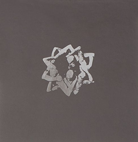 Dark gray vinyl record cover with a silver abstract figure design.