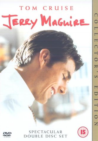 DVD cover for "Jerry Maguire" featuring Tom Cruise in a white shirt.